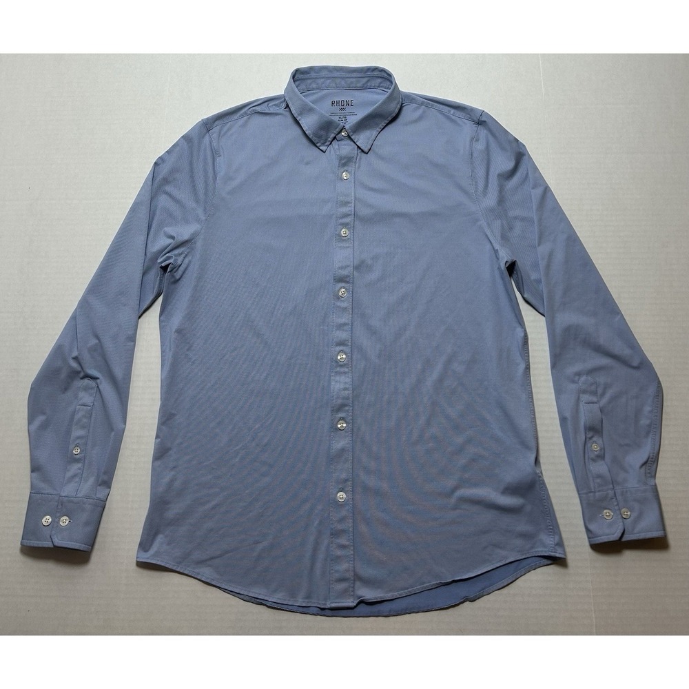 Rhone Commuter Shirt Men's XL Slim Fit Business Blue Italian Fabric Stretch EUC